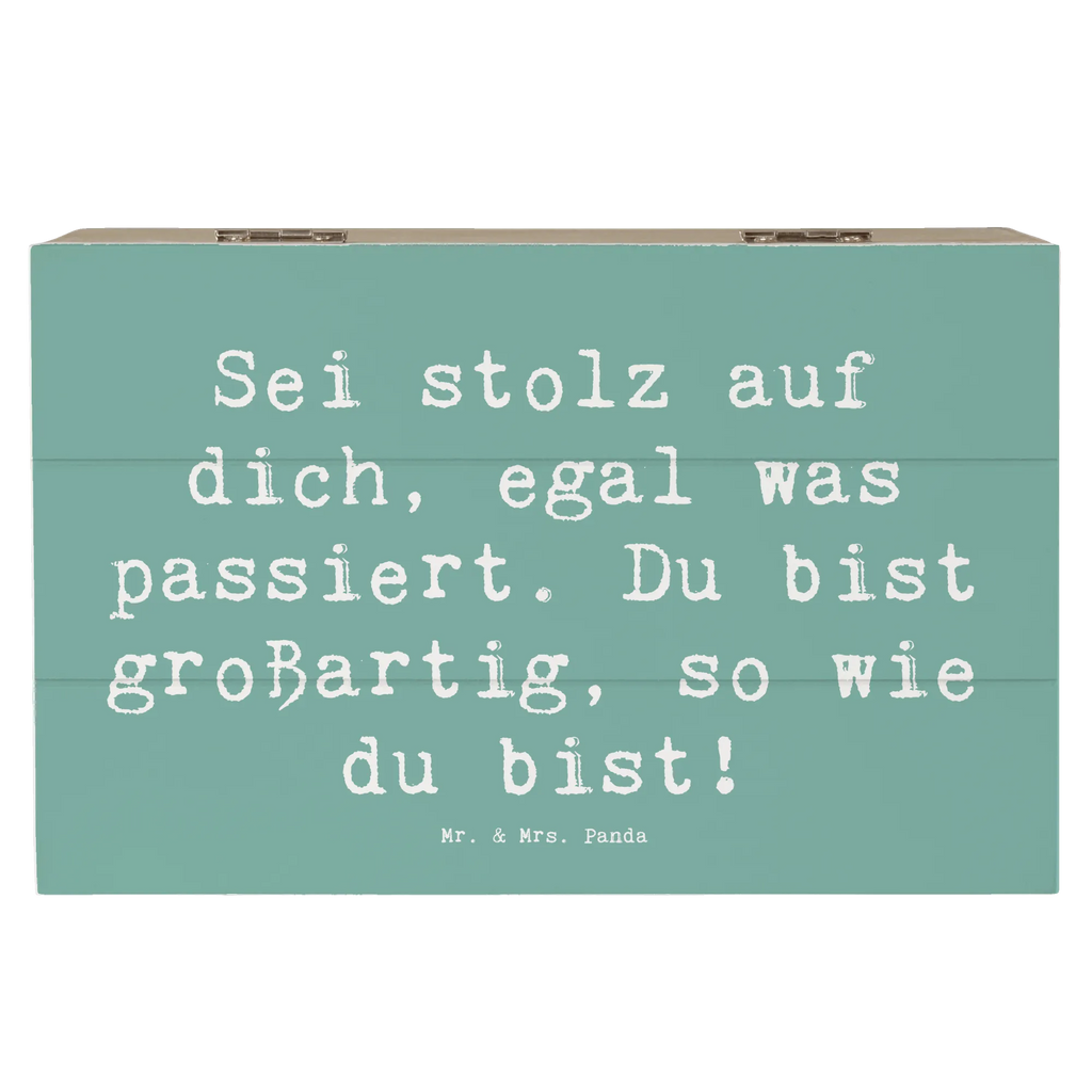Wooden chest Saying Sei stolz auf dich, egal was passiert. Du bist großartig, so wie du bist! Holzkiste, Kiste, Truhe, Erinnerungsbox, Geschenkbox, Geschenkdose, Erinnerungskiste, Schatulle, XXL, Dekokiste, Aufbewahrungsbox, Schatzkiste, sprüche, zitate, spruch kollektion, inspiration, motivation, lebensweisheiten, geschenkideen, wanddeko, wohnaccessoires, sprüche sammlung, schöne sprüche, glück, liebe, freude, lächeln, alltag verschönern, nachhaltige geschenke, dekoration, kreativ, einzigartig, shopify, mr and mrs panda