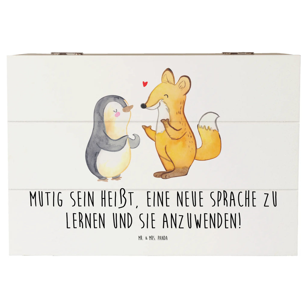 Wooden chest Mutig sein heißt, eine neue Sprache zu lernen und sie anzuwenden! Erinnerungskiste, XXL, Truhe, Schatulle, Geschenkbox, Holzkiste, Geschenkdose, Dekokiste, Kiste, Schatzkiste, Erinnerungsbox, Aufbewahrungsbox
