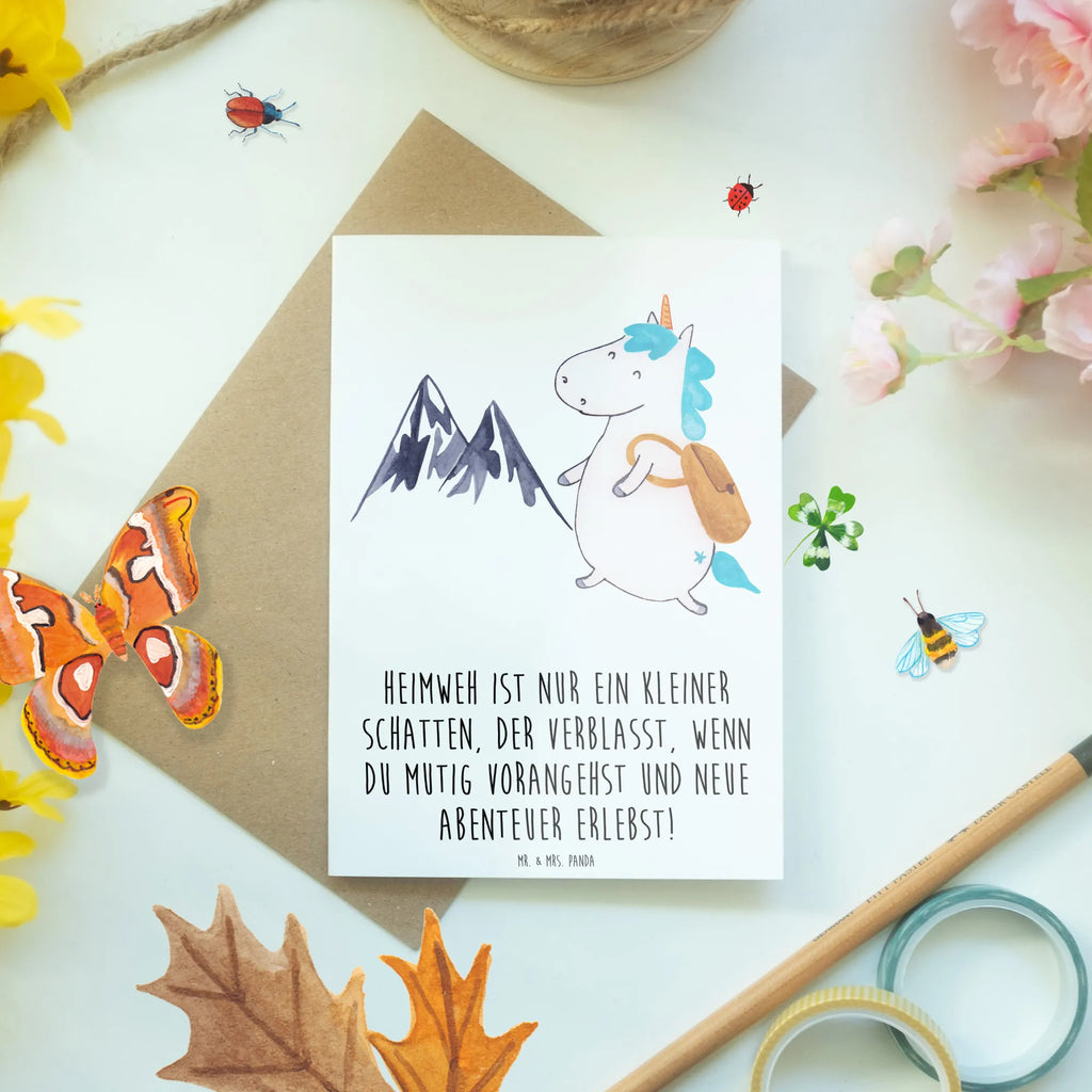 Greetings card Heimweh ist nur ein kleiner Schatten, der verblasst, wenn du mutig vorangehst und neue Abenteuer erlebst! Grußkarte, Klappkarte, Ansichtskarten, Geburtstagskarte, Karte, Hochzeitskarte, Glückwunschkarte, Einladungskarte