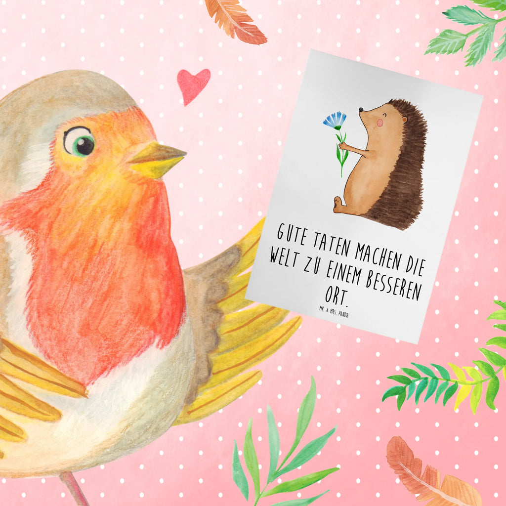 Greetings card Gute Taten machen die Welt zu einem besseren Ort.  Geburtstagskarte, Klappkarte, Ansichtskarten, Grußkarte, Glückwunschkarte, Hochzeitskarte, Einladungskarte, Karte