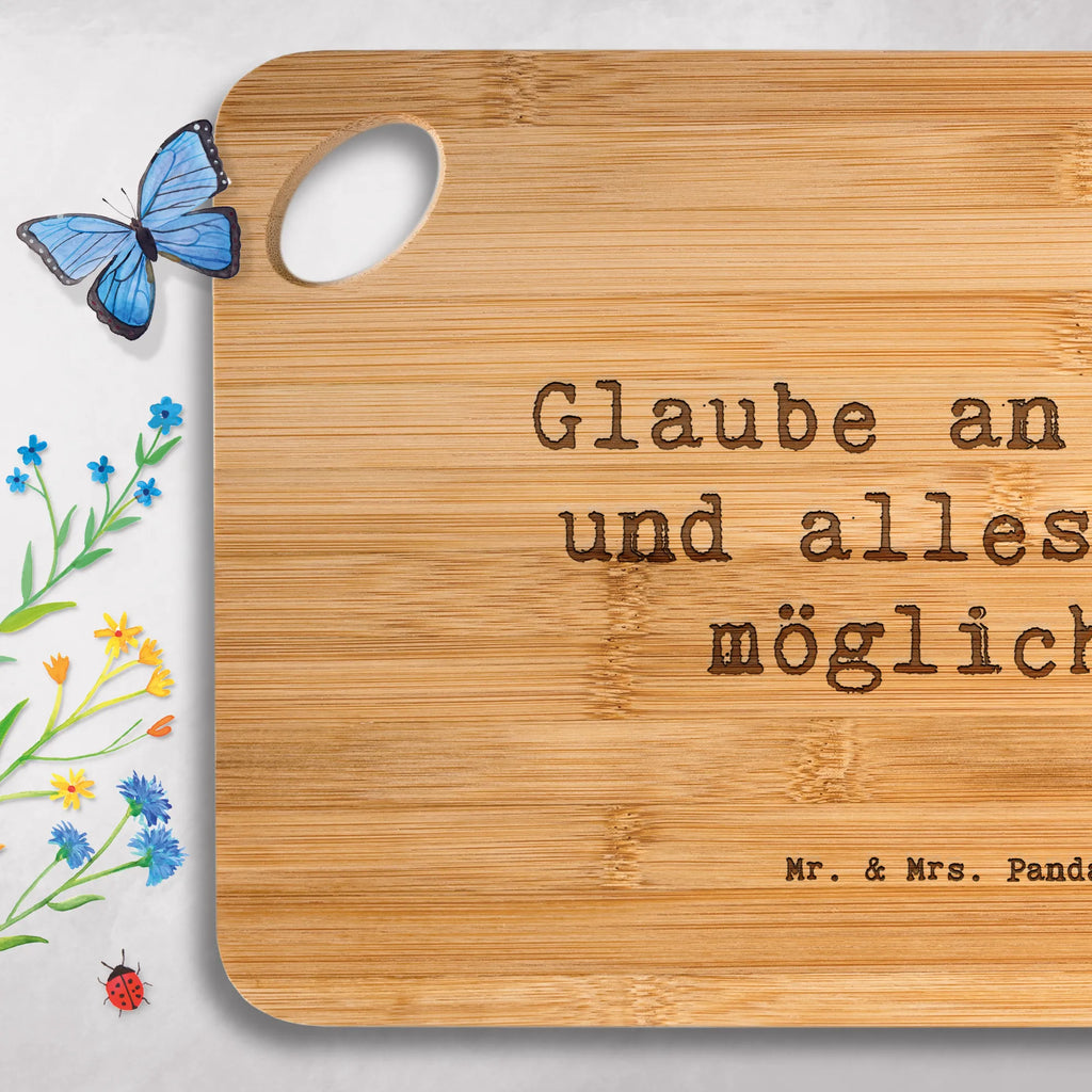 Bamboo chopping board Saying Glaube an dich und alles ist möglich! engraving, robust, nature, carving board, cutting block, kitchen board, dulcimer, bamboo, kitchen, cutting board, breakfast, solid, slices, breakfast board, wood, board