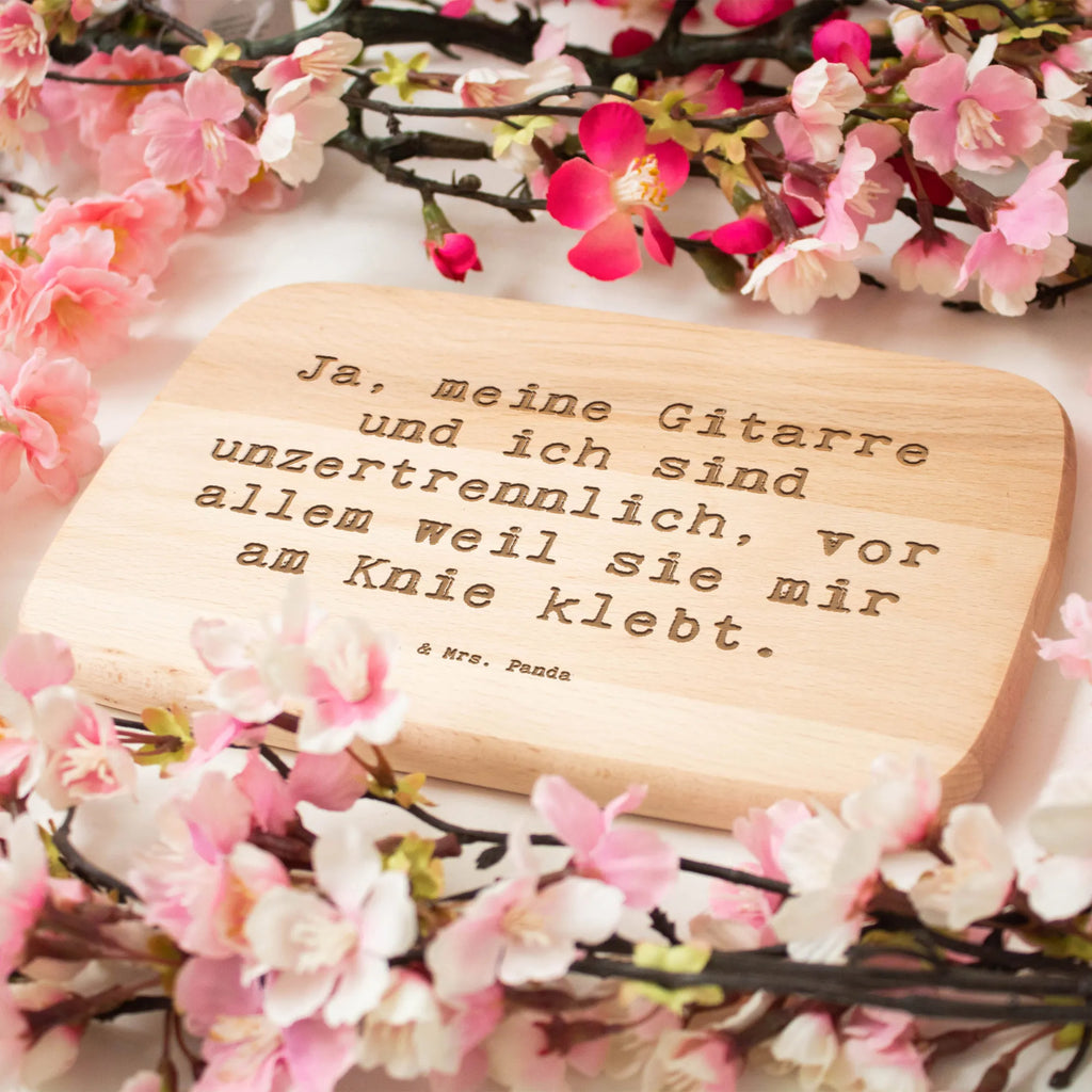 Serving board Saying Ja, meine Gitarre und ich sind unzertrennlich, vor allem weil sie mir am Knie klebt. cutting board, breakfast board, Board, Instruments, gifts for musicians, music enthusiasts