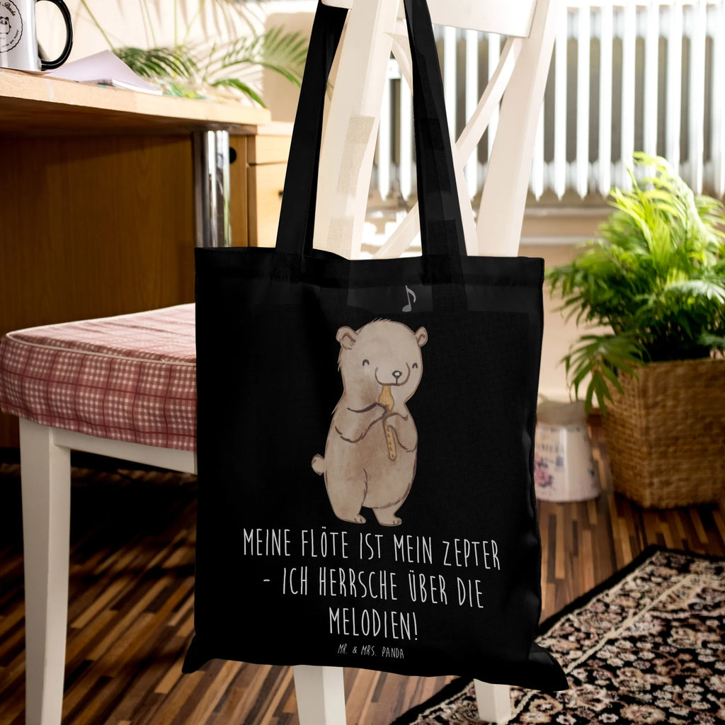 Tote bag Meine Flöte ist mein Zepter - ich herrsche über die Melodien! Stoffbeutel, Einkaufstüte, Laptoptasche, Tragetasche, Stofftasche, Tasche, Shopper, Jutebeutel, Umhängetasche, Badetasche, Strandtasche, Beutel, Einkaufstasche, Schultertasche, Beuteltasche, Jutetasche, Instrumente, Geschenke Musiker, Musikliebhaber