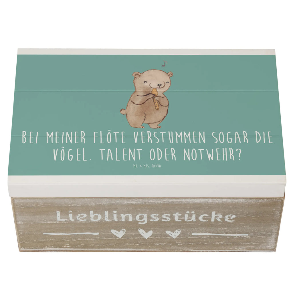 Wooden chest Bei meiner Flöte verstummen sogar die Vögel. Talent oder Notwehr? Holzkiste, Aufbewahrungsbox, Kiste, Truhe, Dekokiste, Geschenkdose, XXL, Geschenkbox, Schatzkiste, Erinnerungsbox, Erinnerungskiste, Schatulle, Instrumente, Geschenke Musiker, Musikliebhaber