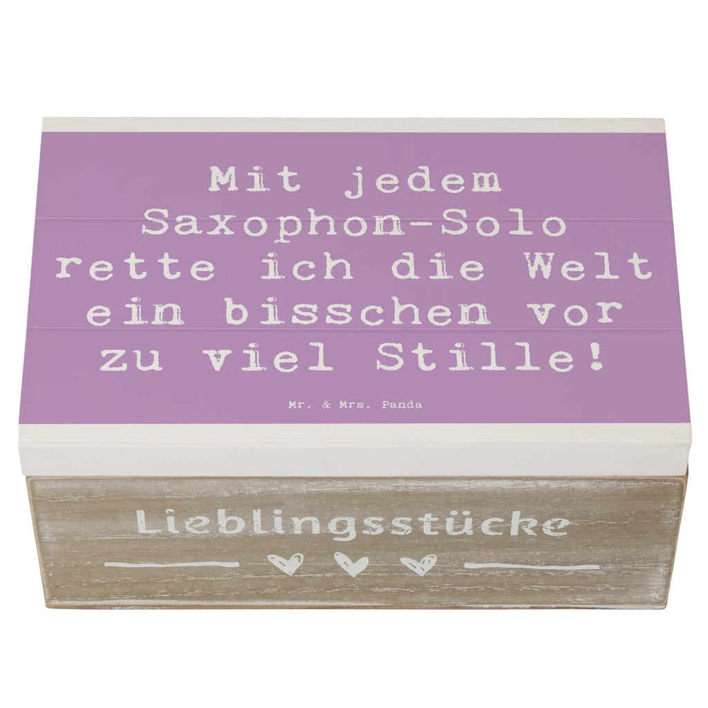 Wooden chest Saying Mit jedem Saxophon-Solo rette ich die Welt ein bisschen vor zu viel Stille! Aufbewahrungsbox, XXL, Dekokiste, Erinnerungsbox, Schatulle, Erinnerungskiste, Holzkiste, Geschenkbox, Kiste, Geschenkdose, Schatzkiste, Truhe, Instrumente, Geschenke Musiker, Musikliebhaber