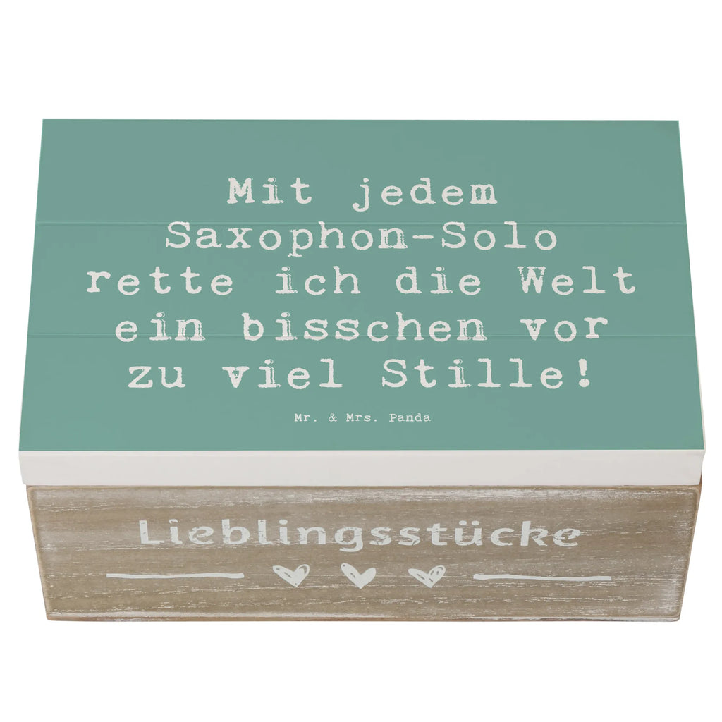 Wooden chest Saying Mit jedem Saxophon-Solo rette ich die Welt ein bisschen vor zu viel Stille! Aufbewahrungsbox, XXL, Dekokiste, Erinnerungsbox, Schatulle, Erinnerungskiste, Holzkiste, Geschenkbox, Kiste, Geschenkdose, Schatzkiste, Truhe, Instrumente, Geschenke Musiker, Musikliebhaber