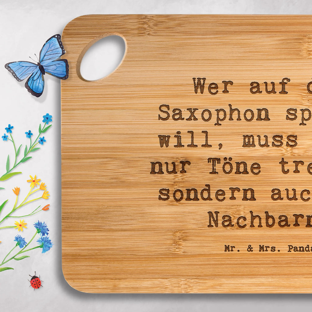 Bamboo chopping board Saying Wer auf dem Saxophon spielen will, muss nicht nur Töne treffen, sondern auch den Nachbarn. kitchen board, kitchen, robust, engraving, cutting block, wood, breakfast board, bamboo, board, solid, carving board, dulcimer, nature, breakfast, cutting board, slices, Instruments, gifts for musicians, music enthusiasts