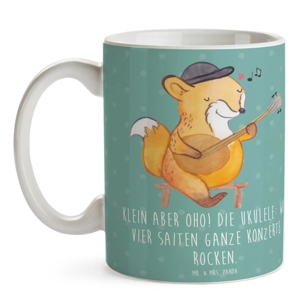 Mug Klein aber oho! Die Ukulele: wo vier Saiten ganze Konzerte rocken. Tasse, Kaffeetasse, Teetasse, Porzellantasse, Bürotasse, Keramiktasse, Geschenktasse, Tasse mit Motiven, Tasse mit Zitaten, Instrumente, Geschenke Musiker, Musikliebhaber