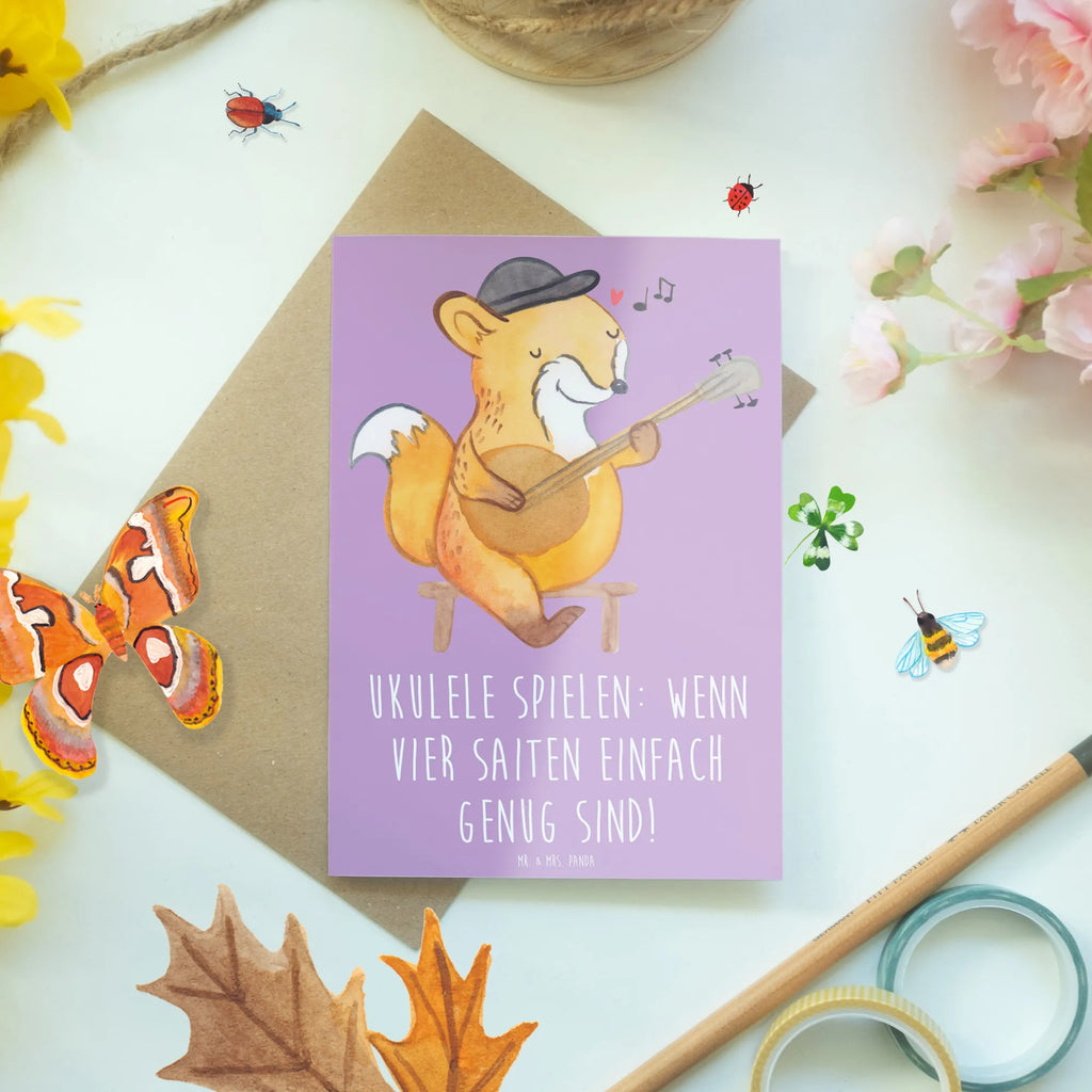 Grußkarte Ukulele Freude Grußkarte, Glückwunschkarte, Geburtstagskarte, Hochzeitskarte, Einladungskarte, Ansichtskarten, Klappkarte, Karte, Instrumente, Geschenke Musiker, Musikliebhaber