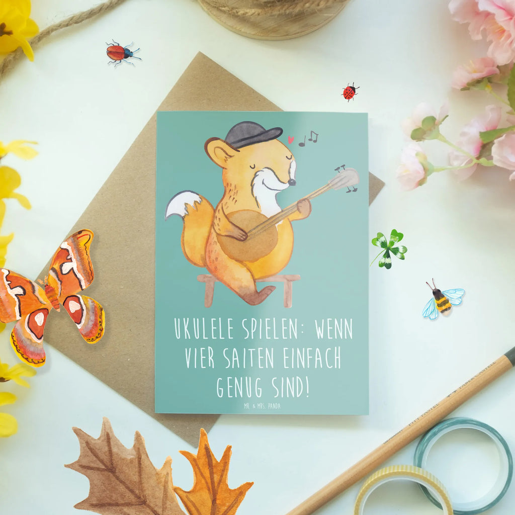 Grußkarte Ukulele Freude Grußkarte, Glückwunschkarte, Geburtstagskarte, Hochzeitskarte, Einladungskarte, Ansichtskarten, Klappkarte, Karte, Instrumente, Geschenke Musiker, Musikliebhaber