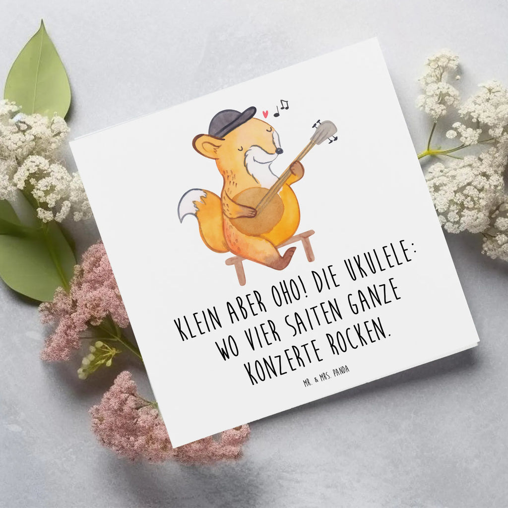 Deluxe Card Klein aber oho! Die Ukulele: wo vier Saiten ganze Konzerte rocken. Geburtstagskarte, Einladungskarte, Klappkarte, Karte, Hochwertige Klappkarte, Glückwunschkarte, Grußkarte, Hochzeitskarte, Hochwertige Grußkarte, Instrumente, Geschenke Musiker, Musikliebhaber