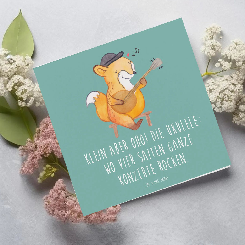 Deluxe Card Klein aber oho! Die Ukulele: wo vier Saiten ganze Konzerte rocken. Geburtstagskarte, Einladungskarte, Klappkarte, Karte, Hochwertige Klappkarte, Glückwunschkarte, Grußkarte, Hochzeitskarte, Hochwertige Grußkarte, Instrumente, Geschenke Musiker, Musikliebhaber