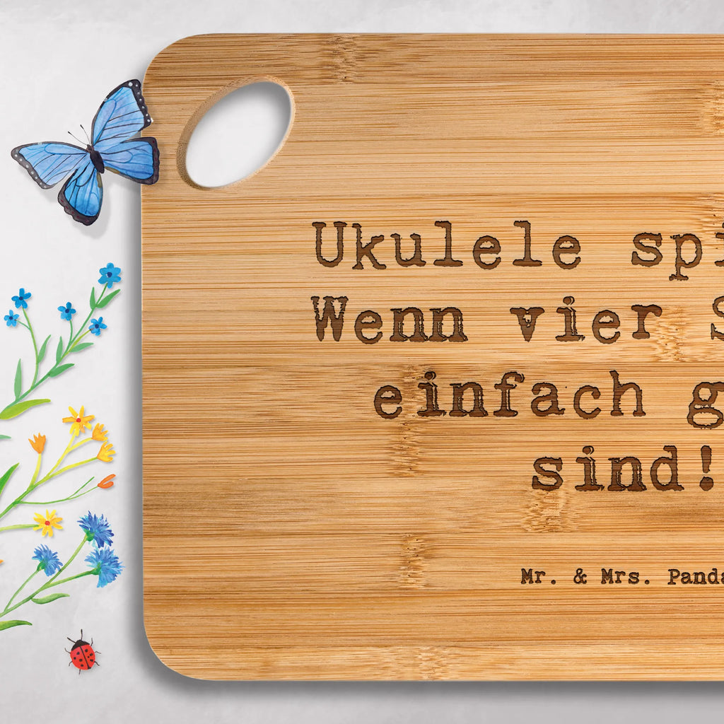 Bambus - deska do krojenia Przysłowie Ukulele spielen: Wenn vier Saiten einfach genug sind! Instrumenty, prezenty dla muzyków, miłośników muzyki