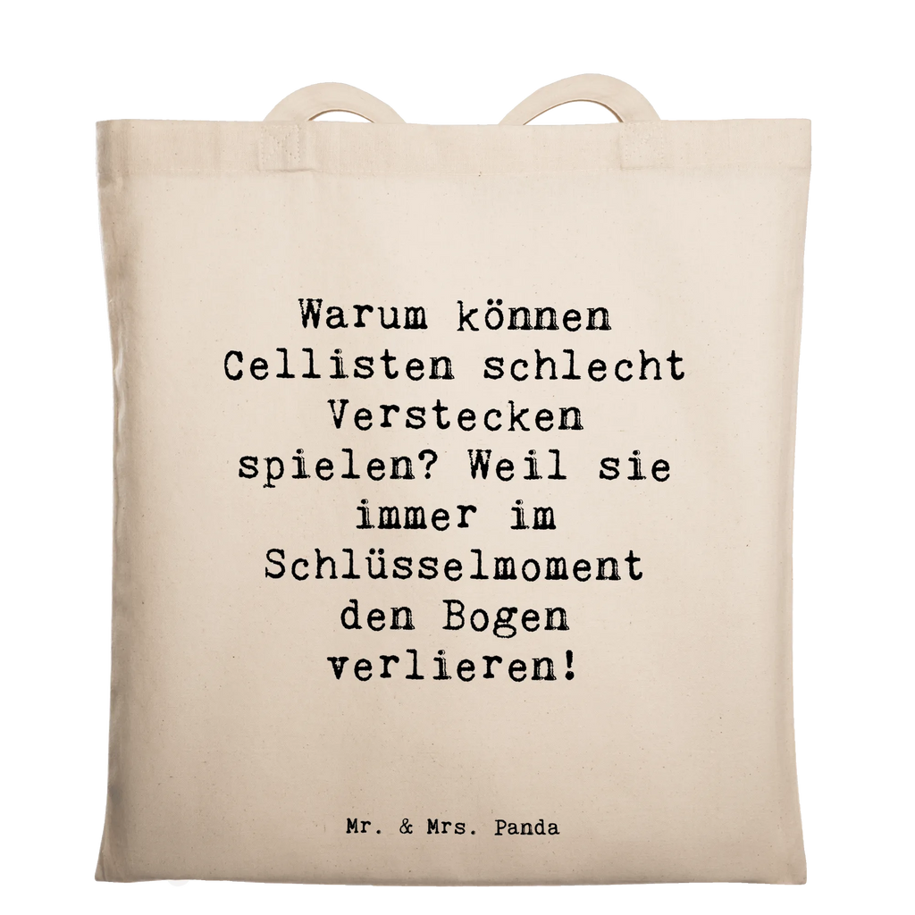 Tote bag Saying Warum können Cellisten schlecht Verstecken spielen? Weil sie immer im Schlüsselmoment den Bogen verlieren! Beuteltasche, Beutel, Einkaufstasche, Jutebeutel, Stoffbeutel, Tasche, Shopper, Umhängetasche, Strandtasche, Schultertasche, Stofftasche, Tragetasche, Badetasche, Jutetasche, Einkaufstüte, Laptoptasche, Instrumente, Geschenke Musiker, Musikliebhaber
