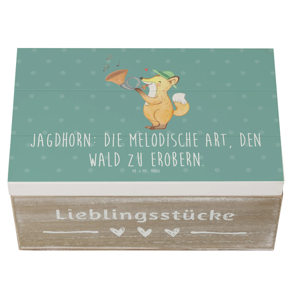 Holzkiste Jagdhorn Magie Schatzkiste, Geschenkbox, Kiste, Geschenkdose, Dekokiste, Aufbewahrungsbox, Erinnerungskiste, Erinnerungsbox, XXL, Holzkiste, Truhe, Schatulle, Instrumente, Geschenke Musiker, Musikliebhaber