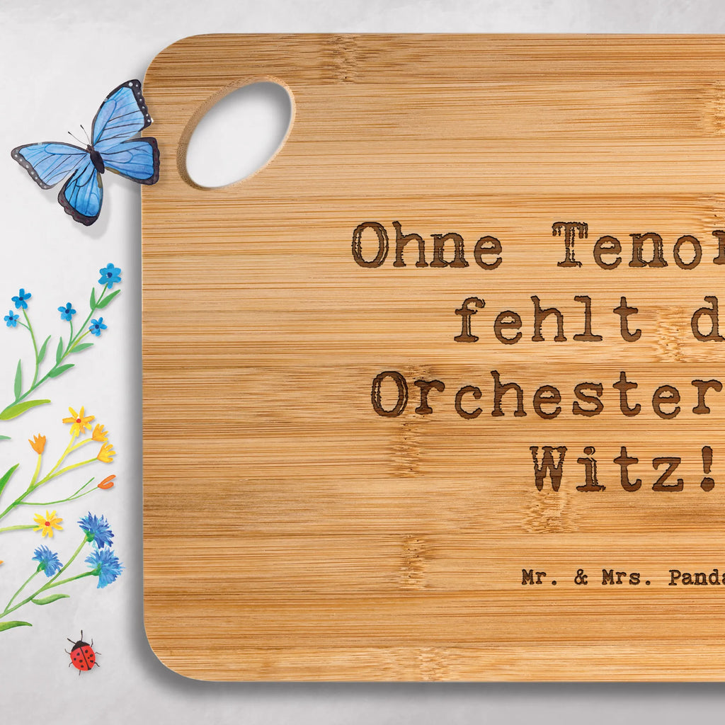 Bamboo chopping board Saying Ohne Tenorhorn fehlt dem Orchester der Witz! breakfast, solid, breakfast board, bamboo, kitchen board, cutting block, wood, robust, kitchen, cutting board, slices, dulcimer, nature, board, engraving, carving board, Instruments, gifts for musicians, music enthusiasts