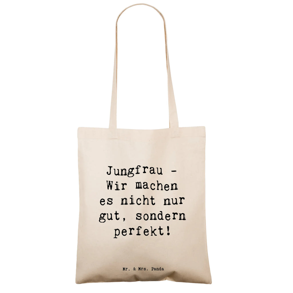 Tote bag Saying Jungfrau - Wir machen es nicht nur gut, sondern perfekt! Beuteltasche, Beutel, Einkaufstasche, Jutebeutel, Stoffbeutel, Tasche, Shopper, Umhängetasche, Strandtasche, Schultertasche, Stofftasche, Tragetasche, Badetasche, Jutetasche, Einkaufstüte, Laptoptasche, Tierkreiszeichen, Sternzeichen, Horoskop, Astrologie, Aszendent