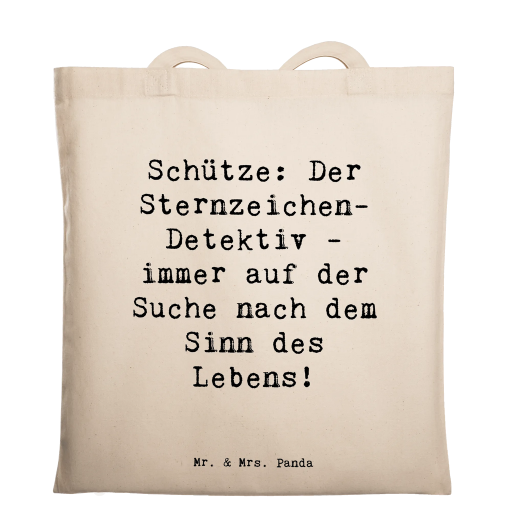 Tote bag Saying Schütze: Der Sternzeichen-Detektiv - immer auf der Suche nach dem Sinn des Lebens! Beuteltasche, Beutel, Einkaufstasche, Jutebeutel, Stoffbeutel, Tasche, Shopper, Umhängetasche, Strandtasche, Schultertasche, Stofftasche, Tragetasche, Badetasche, Jutetasche, Einkaufstüte, Laptoptasche, Tierkreiszeichen, Sternzeichen, Horoskop, Astrologie, Aszendent