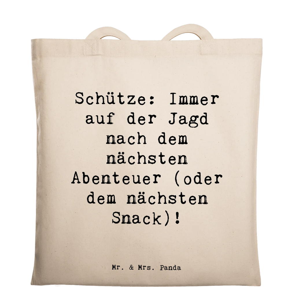 Tote bag Saying Schütze: Immer auf der Jagd nach dem nächsten Abenteuer (oder dem nächsten Snack)! Beuteltasche, Beutel, Einkaufstasche, Jutebeutel, Stoffbeutel, Tasche, Shopper, Umhängetasche, Strandtasche, Schultertasche, Stofftasche, Tragetasche, Badetasche, Jutetasche, Einkaufstüte, Laptoptasche, Tierkreiszeichen, Sternzeichen, Horoskop, Astrologie, Aszendent