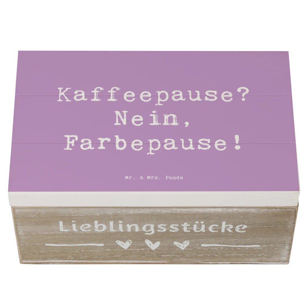 Wooden chest Saying Kaffeepause? Nein, Farbepause! Geschenkbox, Truhe, XXL, Geschenkdose, Aufbewahrungsbox, Dekokiste, Schatulle, Erinnerungskiste, Holzkiste, Kiste, Schatzkiste, Erinnerungsbox, Beruf, Ausbildung, Jubiläum, Abschied, Rente, Kollege, Kollegin, Geschenk, Schenken, Arbeitskollege, Mitarbeiter, Firma, Danke, Dankeschön
