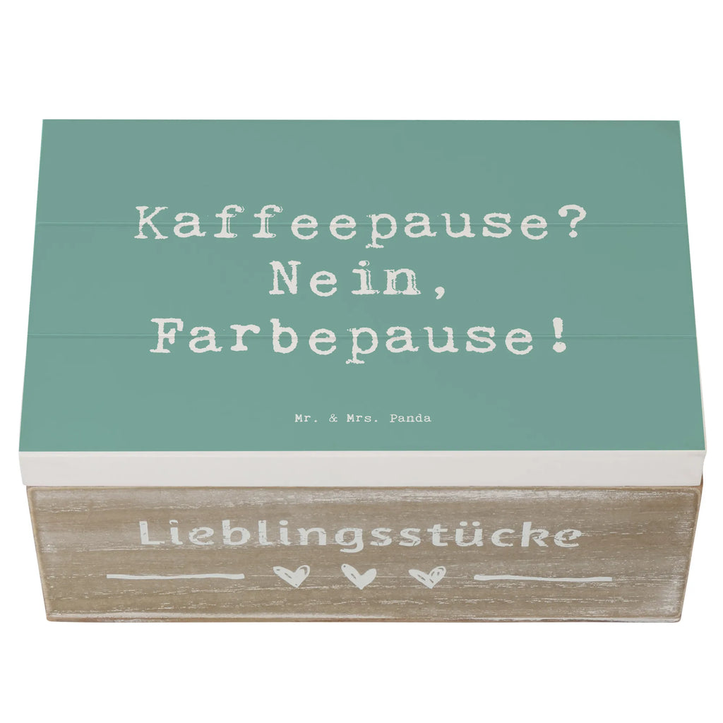Wooden chest Saying Kaffeepause? Nein, Farbepause! Geschenkbox, Truhe, XXL, Geschenkdose, Aufbewahrungsbox, Dekokiste, Schatulle, Erinnerungskiste, Holzkiste, Kiste, Schatzkiste, Erinnerungsbox, Beruf, Ausbildung, Jubiläum, Abschied, Rente, Kollege, Kollegin, Geschenk, Schenken, Arbeitskollege, Mitarbeiter, Firma, Danke, Dankeschön