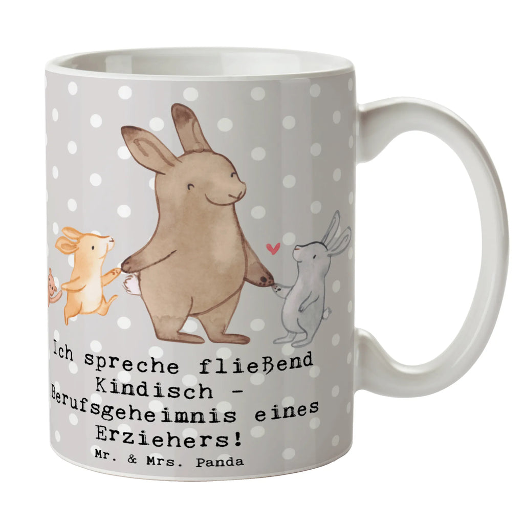 Mug Ich spreche fließend Kindisch - Berufsgeheimnis eines Erziehers! Tasse mit Motiven, Tasse mit Zitaten, Geschenktasse, Keramiktasse, Bürotasse, Porzellantasse, Tasse, Teetasse, Kaffeetasse, Beruf, Ausbildung, Jubiläum, Abschied, Rente, Kollege, Kollegin, Geschenk, Schenken, Arbeitskollege, Mitarbeiter, Firma, Danke, Dankeschön