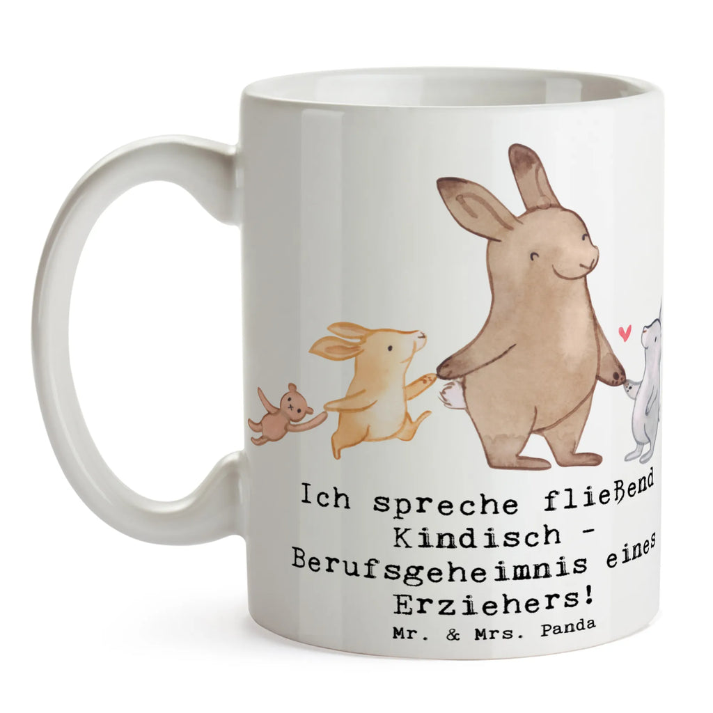 Mug Ich spreche fließend Kindisch - Berufsgeheimnis eines Erziehers! Tasse mit Motiven, Tasse mit Zitaten, Geschenktasse, Keramiktasse, Bürotasse, Porzellantasse, Tasse, Teetasse, Kaffeetasse, Beruf, Ausbildung, Jubiläum, Abschied, Rente, Kollege, Kollegin, Geschenk, Schenken, Arbeitskollege, Mitarbeiter, Firma, Danke, Dankeschön