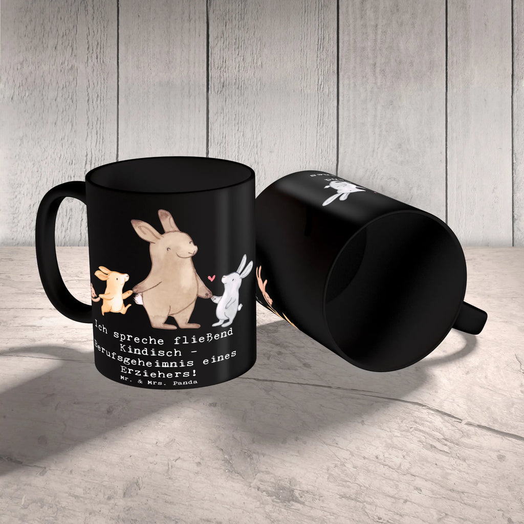 Mug Ich spreche fließend Kindisch - Berufsgeheimnis eines Erziehers! Tasse mit Motiven, Tasse mit Zitaten, Geschenktasse, Keramiktasse, Bürotasse, Porzellantasse, Tasse, Teetasse, Kaffeetasse, Beruf, Ausbildung, Jubiläum, Abschied, Rente, Kollege, Kollegin, Geschenk, Schenken, Arbeitskollege, Mitarbeiter, Firma, Danke, Dankeschön