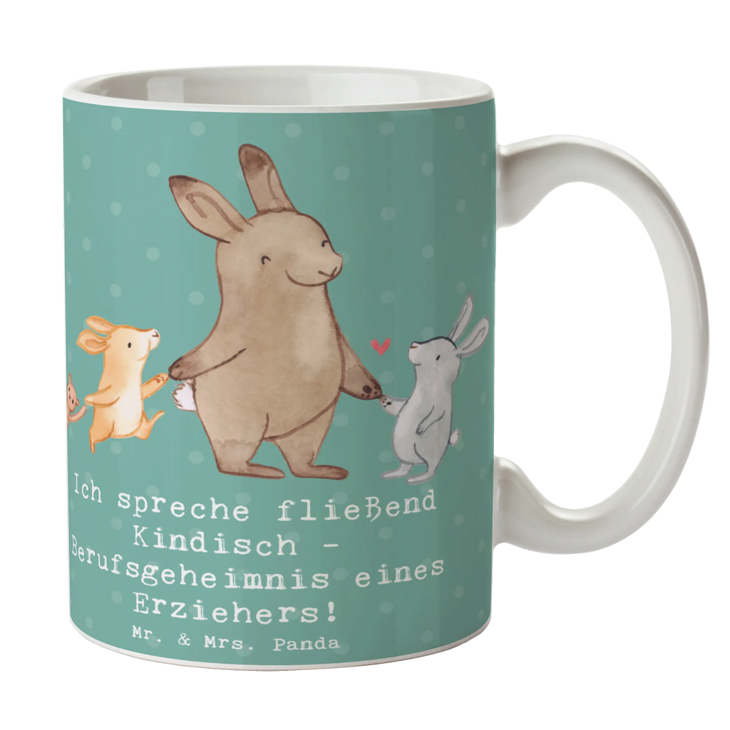 Mug Ich spreche fließend Kindisch - Berufsgeheimnis eines Erziehers! Tasse mit Motiven, Tasse mit Zitaten, Geschenktasse, Keramiktasse, Bürotasse, Porzellantasse, Tasse, Teetasse, Kaffeetasse, Beruf, Ausbildung, Jubiläum, Abschied, Rente, Kollege, Kollegin, Geschenk, Schenken, Arbeitskollege, Mitarbeiter, Firma, Danke, Dankeschön