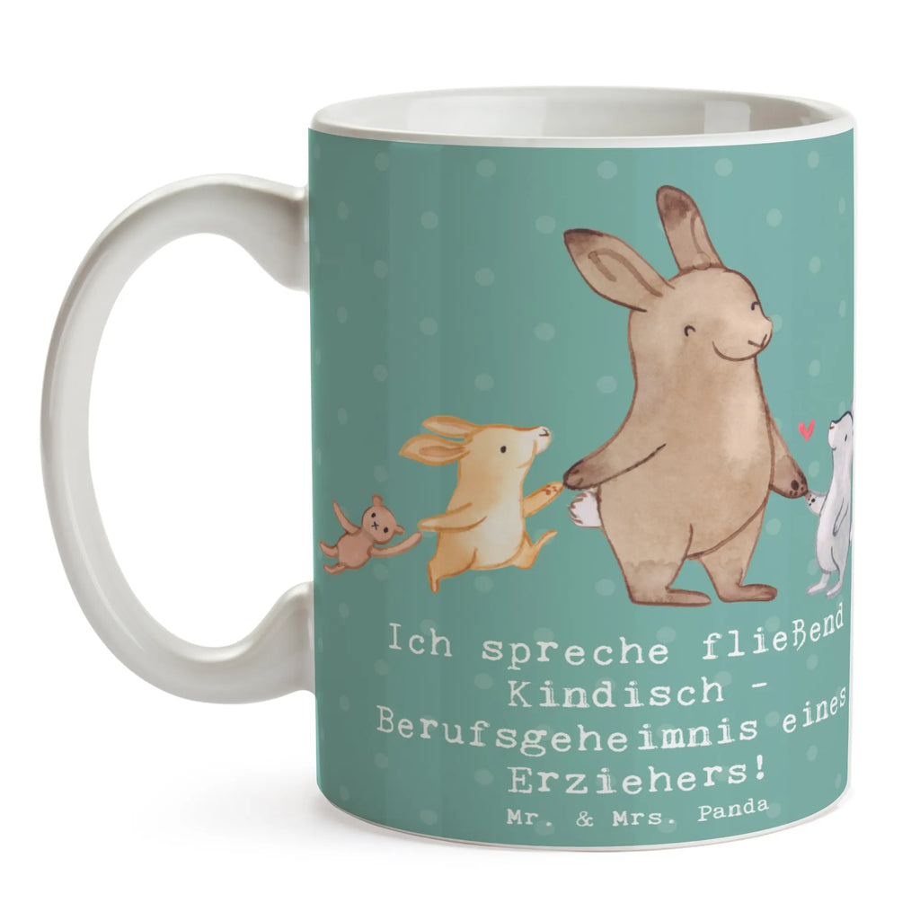 Mug Ich spreche fließend Kindisch - Berufsgeheimnis eines Erziehers! Tasse mit Motiven, Tasse mit Zitaten, Geschenktasse, Keramiktasse, Bürotasse, Porzellantasse, Tasse, Teetasse, Kaffeetasse, Beruf, Ausbildung, Jubiläum, Abschied, Rente, Kollege, Kollegin, Geschenk, Schenken, Arbeitskollege, Mitarbeiter, Firma, Danke, Dankeschön