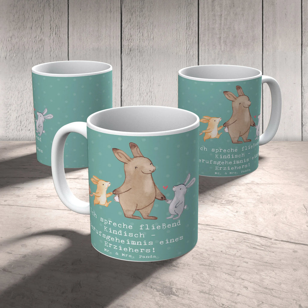 Mug Ich spreche fließend Kindisch - Berufsgeheimnis eines Erziehers! Tasse mit Motiven, Tasse mit Zitaten, Geschenktasse, Keramiktasse, Bürotasse, Porzellantasse, Tasse, Teetasse, Kaffeetasse, Beruf, Ausbildung, Jubiläum, Abschied, Rente, Kollege, Kollegin, Geschenk, Schenken, Arbeitskollege, Mitarbeiter, Firma, Danke, Dankeschön