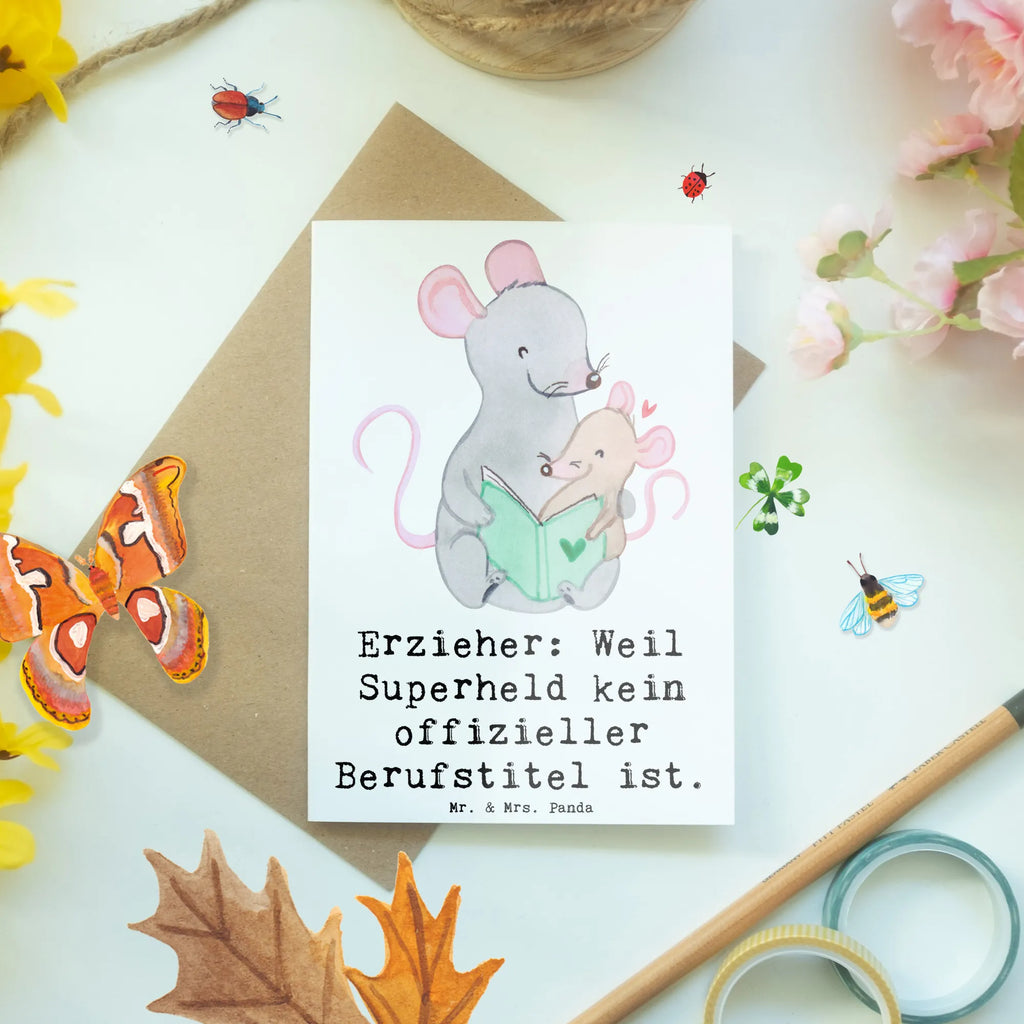 Greetings card Erzieher: Weil Superheld kein offizieller Berufstitel ist. Grußkarte, Glückwunschkarte, Geburtstagskarte, Einladungskarte, Hochzeitskarte, Ansichtskarten, Karte, Klappkarte, Beruf, Ausbildung, Jubiläum, Abschied, Rente, Kollege, Kollegin, Geschenk, Schenken, Arbeitskollege, Mitarbeiter, Firma, Danke, Dankeschön