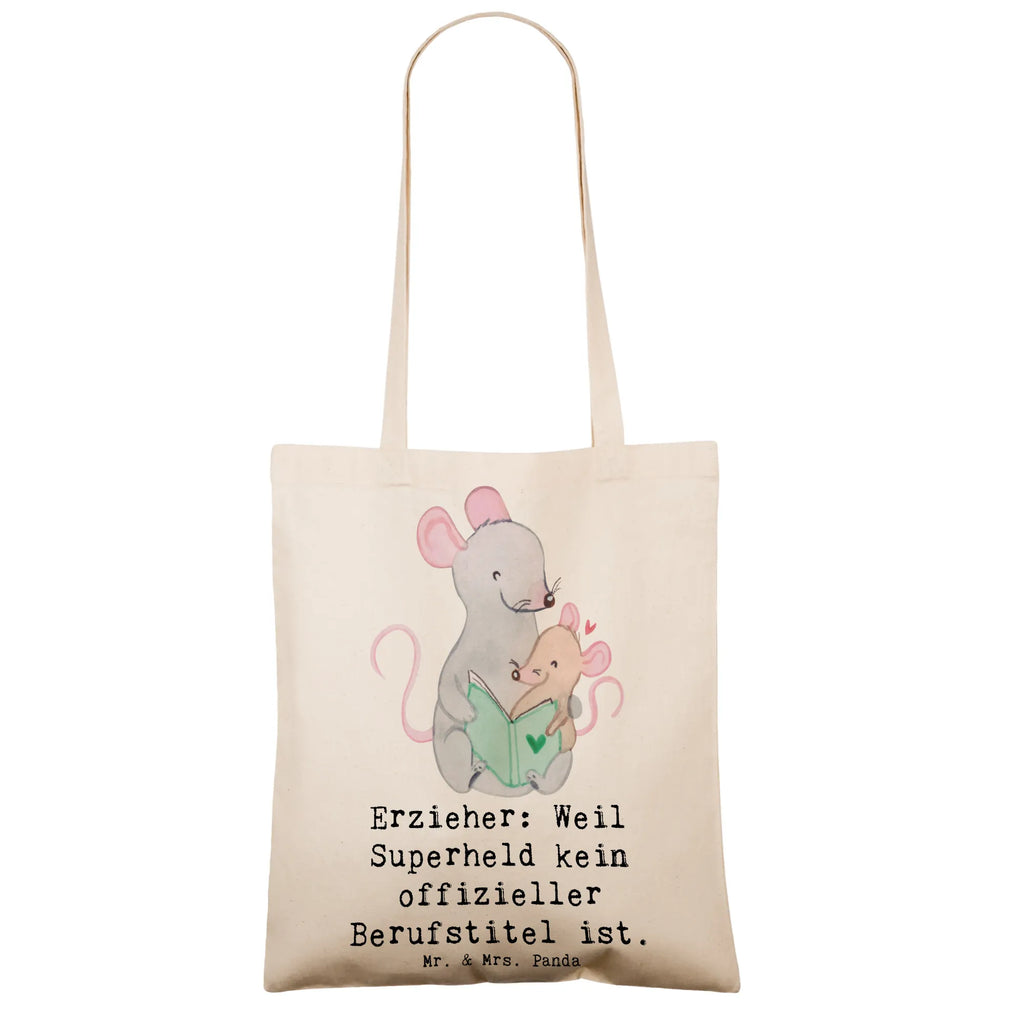 Tote bag Erzieher: Weil Superheld kein offizieller Berufstitel ist. Jutebeutel, Jutetasche, Einkaufstasche, Einkaufstüte, Stoffbeutel, Shopper, Strandtasche, Tasche, Tragetasche, Schultertasche, Laptoptasche, Badetasche, Stofftasche, Beutel, Beuteltasche, Umhängetasche, Beruf, Ausbildung, Jubiläum, Abschied, Rente, Kollege, Kollegin, Geschenk, Schenken, Arbeitskollege, Mitarbeiter, Firma, Danke, Dankeschön