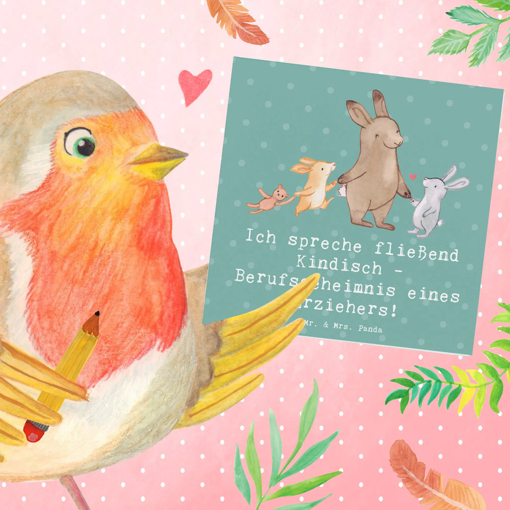 Deluxe Card Ich spreche fließend Kindisch - Berufsgeheimnis eines Erziehers! Klappkarte, Glückwunschkarte, Grußkarte, Hochzeitskarte, Einladungskarte, Hochwertige Klappkarte, Geburtstagskarte, Hochwertige Grußkarte, Karte, Beruf, Ausbildung, Jubiläum, Abschied, Rente, Kollege, Kollegin, Geschenk, Schenken, Arbeitskollege, Mitarbeiter, Firma, Danke, Dankeschön