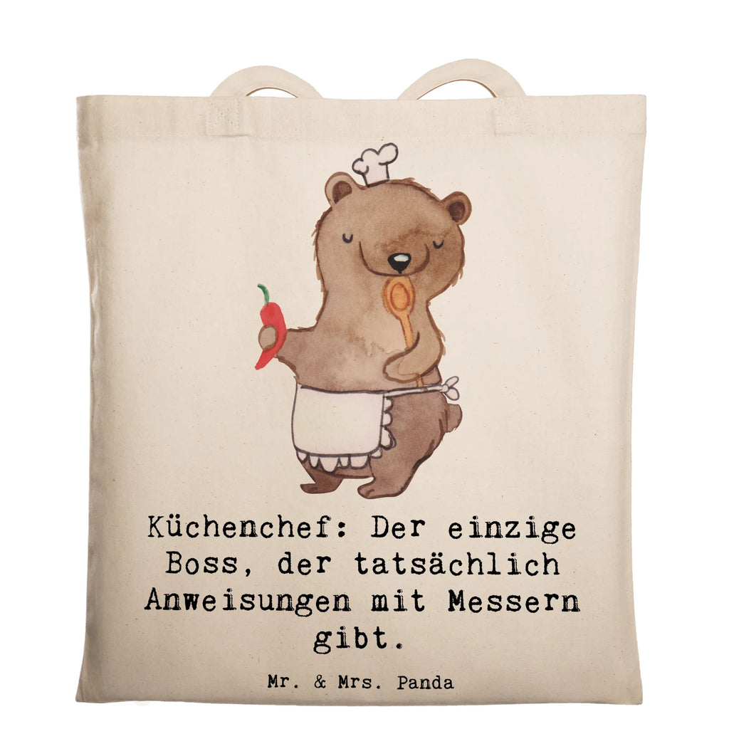 Tote bag Küchenchef: Der einzige Boss, der tatsächlich Anweisungen mit Messern gibt. Stoffbeutel, Jutetasche, Schultertasche, Beutel, Jutebeutel, Beuteltasche, Badetasche, Einkaufstasche, Stofftasche, Shopper, Strandtasche, Laptoptasche, Umhängetasche, Tasche, Einkaufstüte, Tragetasche, Beruf, Ausbildung, Jubiläum, Abschied, Rente, Kollege, Kollegin, Geschenk, Schenken, Arbeitskollege, Mitarbeiter, Firma, Danke, Dankeschön