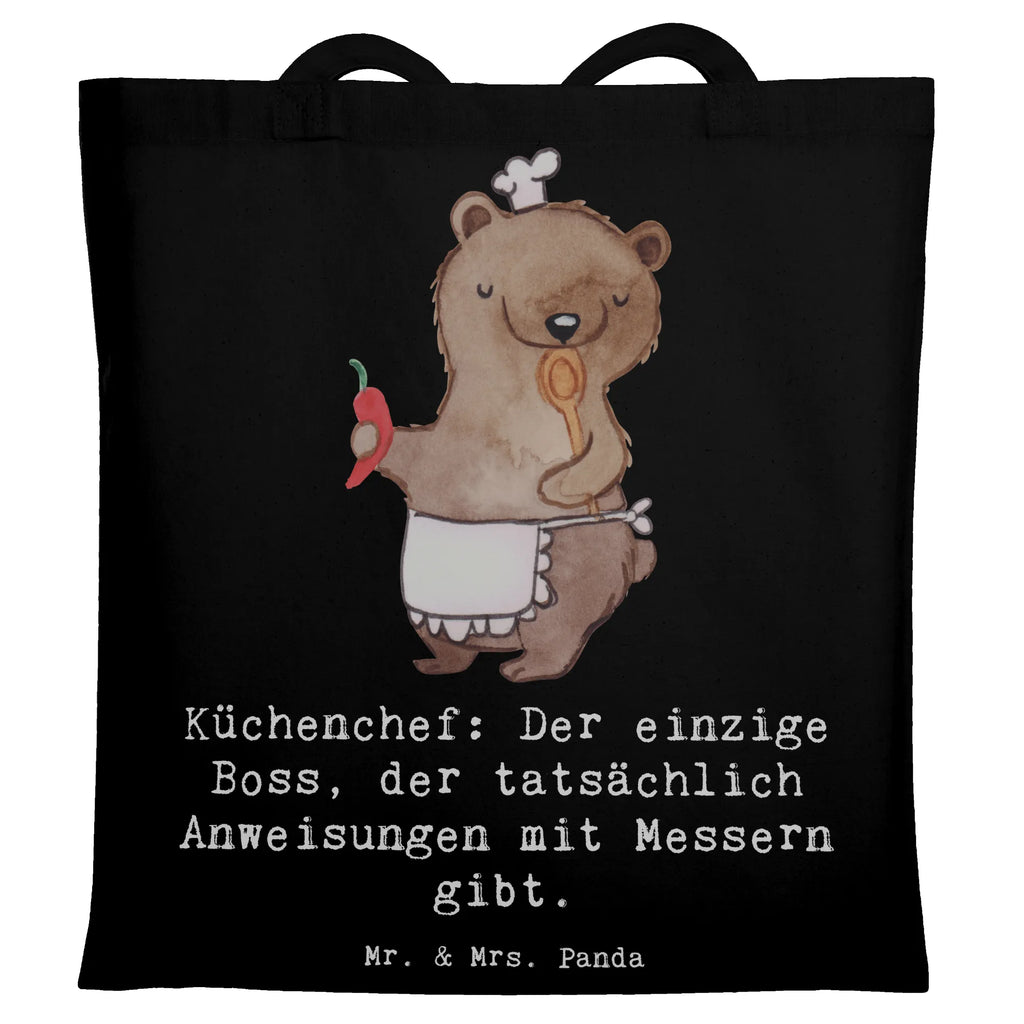 Tote bag Küchenchef: Der einzige Boss, der tatsächlich Anweisungen mit Messern gibt. Stoffbeutel, Jutetasche, Schultertasche, Beutel, Jutebeutel, Beuteltasche, Badetasche, Einkaufstasche, Stofftasche, Shopper, Strandtasche, Laptoptasche, Umhängetasche, Tasche, Einkaufstüte, Tragetasche, Beruf, Ausbildung, Jubiläum, Abschied, Rente, Kollege, Kollegin, Geschenk, Schenken, Arbeitskollege, Mitarbeiter, Firma, Danke, Dankeschön