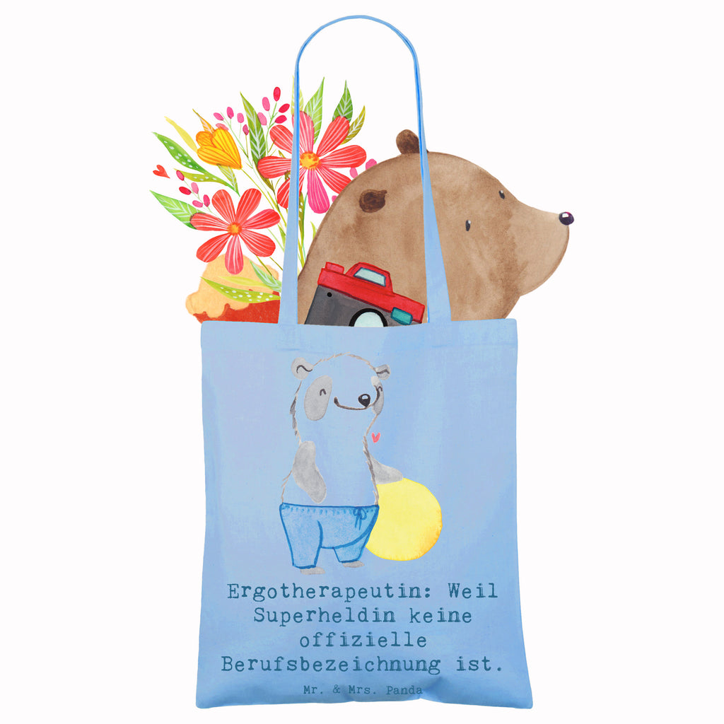 Tragetasche Ergotherapeutin Superheldin Schultertasche, Beuteltasche, Umhängetasche, Laptoptasche, Einkaufstüte, Stofftasche, Stoffbeutel, Tragetasche, Shopper, Tasche, Jutetasche, Jutebeutel, Badetasche, Einkaufstasche, Beutel, Strandtasche, Beruf, Ausbildung, Jubiläum, Abschied, Rente, Kollege, Kollegin, Geschenk, Schenken, Arbeitskollege, Mitarbeiter, Firma, Danke, Dankeschön