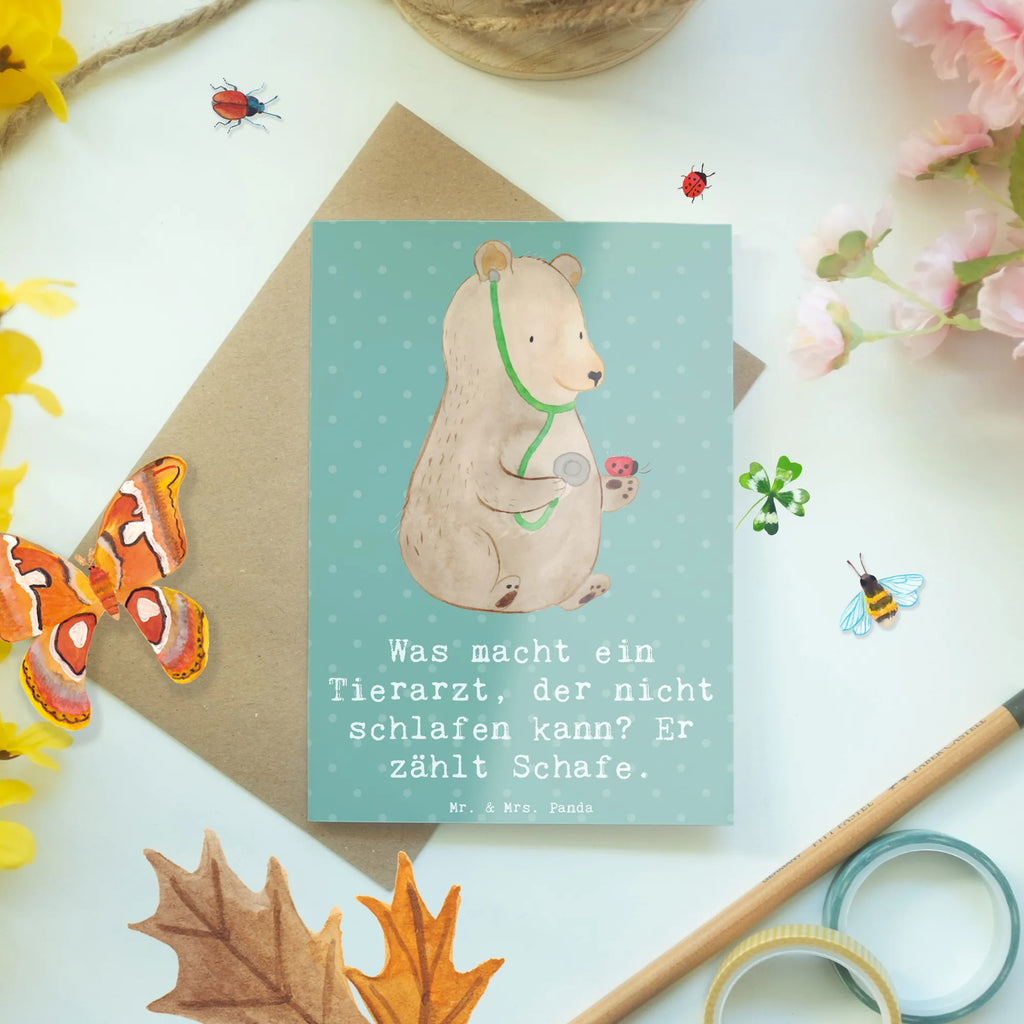 Greetings card Was macht ein Tierarzt, der nicht schlafen kann? Er zählt Schafe. Geburtstagskarte, Einladungskarte, Ansichtskarten, Hochzeitskarte, Klappkarte, Grußkarte, Karte, Glückwunschkarte, Beruf, Ausbildung, Jubiläum, Abschied, Rente, Kollege, Kollegin, Geschenk, Schenken, Arbeitskollege, Mitarbeiter, Firma, Danke, Dankeschön