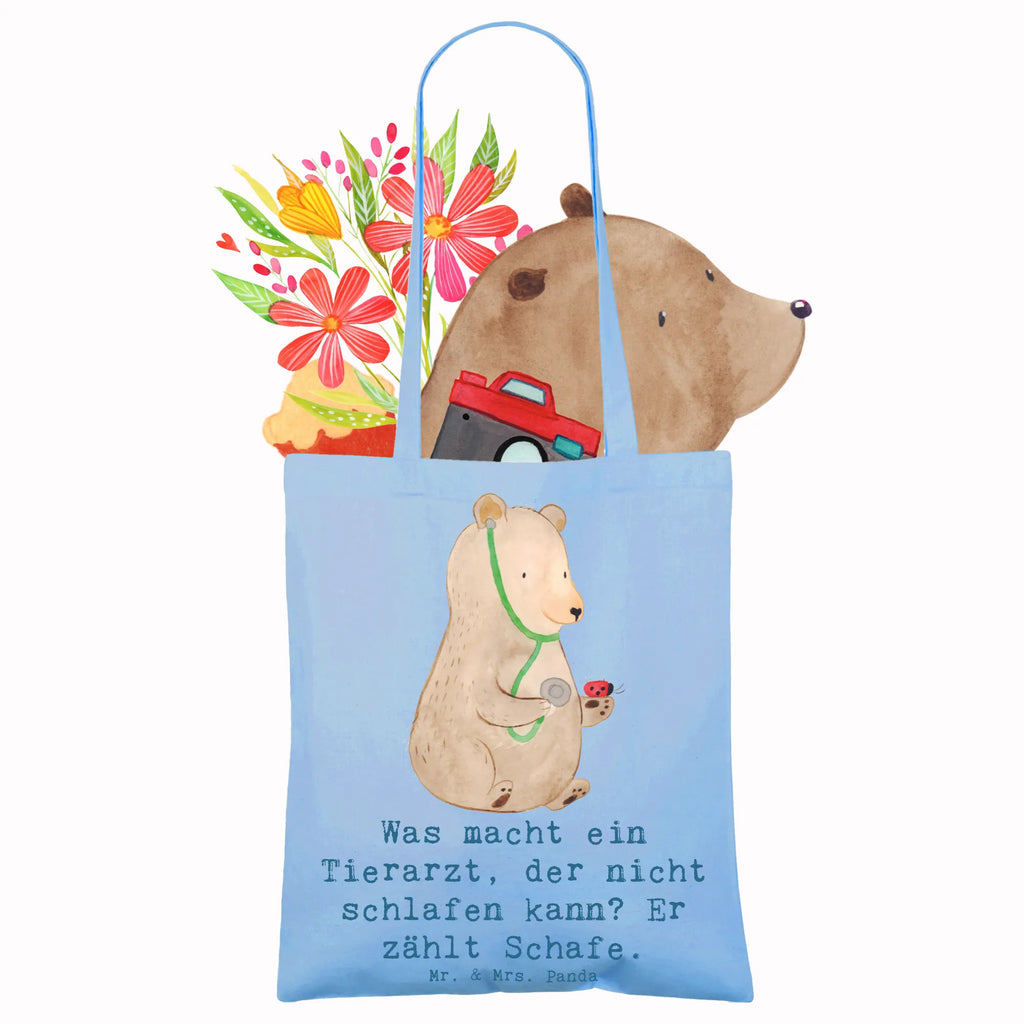 Tote bag Was macht ein Tierarzt, der nicht schlafen kann? Er zählt Schafe. Schultertasche, Tragetasche, Jutetasche, Beuteltasche, Einkaufstüte, Tasche, Stofftasche, Beutel, Badetasche, Laptoptasche, Strandtasche, Einkaufstasche, Shopper, Umhängetasche, Stoffbeutel, Jutebeutel, Beruf, Ausbildung, Jubiläum, Abschied, Rente, Kollege, Kollegin, Geschenk, Schenken, Arbeitskollege, Mitarbeiter, Firma, Danke, Dankeschön