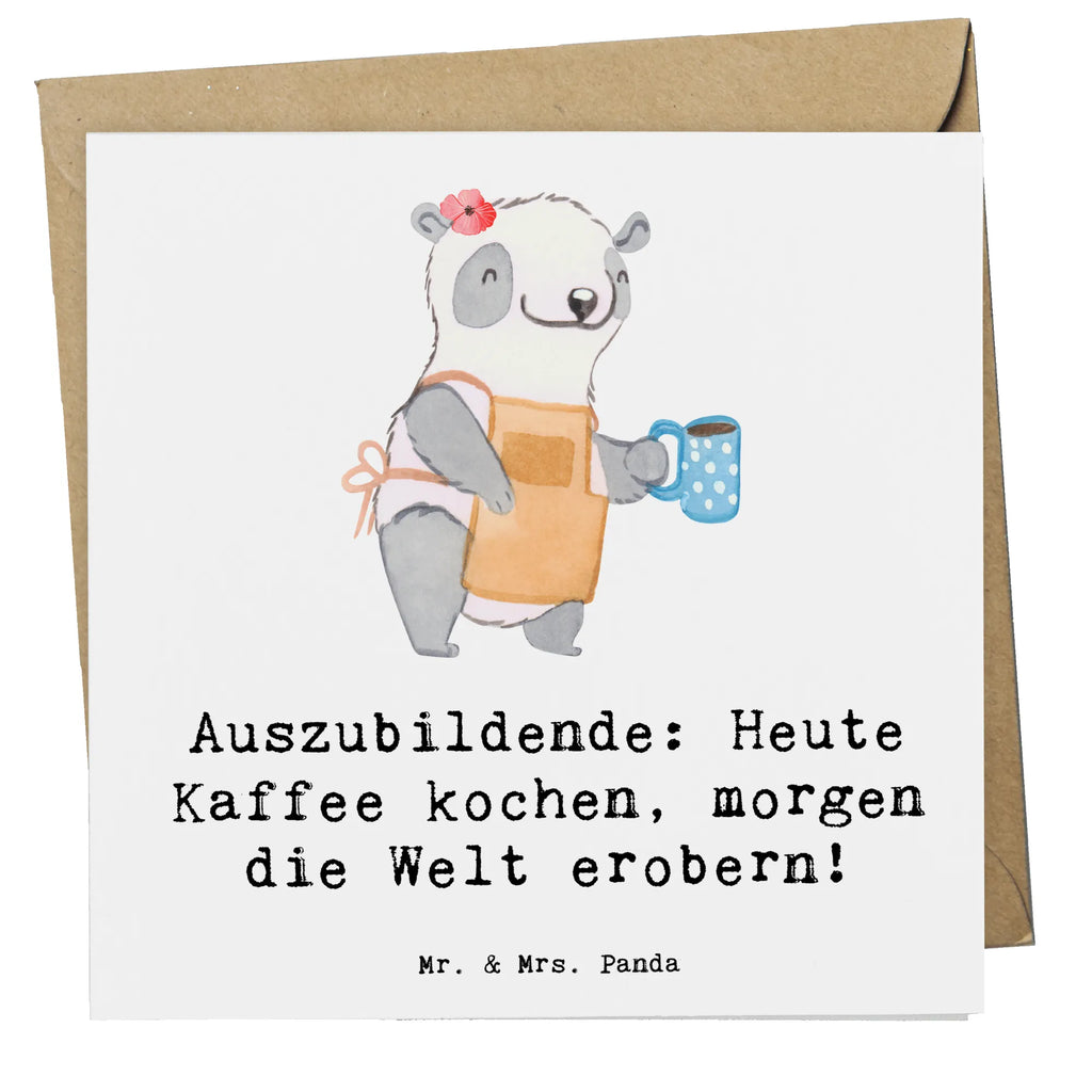Deluxe Card Auszubildende: Heute Kaffee kochen, morgen die Welt erobern! Klappkarte, Einladungskarte, Hochwertige Klappkarte, Hochzeitskarte, Karte, Glückwunschkarte, Geburtstagskarte, Grußkarte, Hochwertige Grußkarte, Beruf, Ausbildung, Jubiläum, Abschied, Rente, Kollege, Kollegin, Geschenk, Schenken, Arbeitskollege, Mitarbeiter, Firma, Danke, Dankeschön