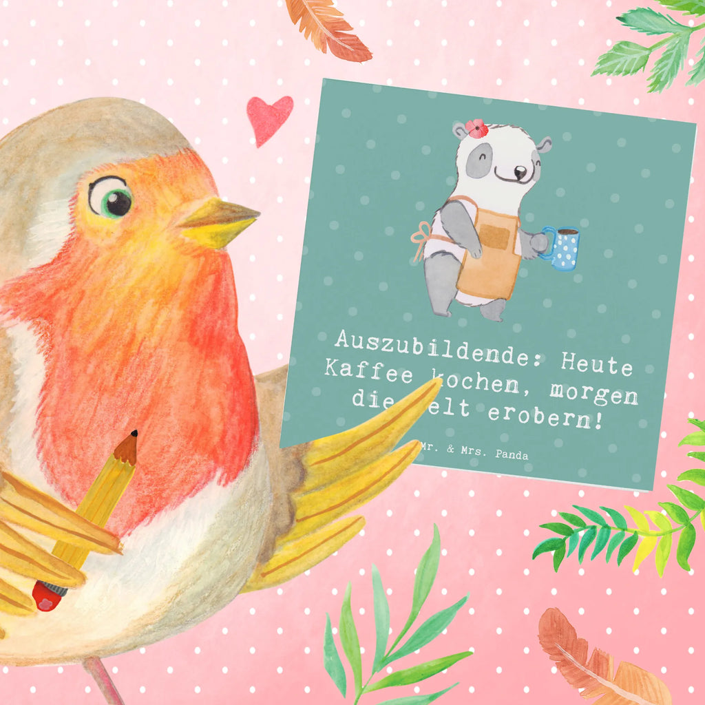 Deluxe Card Auszubildende: Heute Kaffee kochen, morgen die Welt erobern! Klappkarte, Einladungskarte, Hochwertige Klappkarte, Hochzeitskarte, Karte, Glückwunschkarte, Geburtstagskarte, Grußkarte, Hochwertige Grußkarte, Beruf, Ausbildung, Jubiläum, Abschied, Rente, Kollege, Kollegin, Geschenk, Schenken, Arbeitskollege, Mitarbeiter, Firma, Danke, Dankeschön