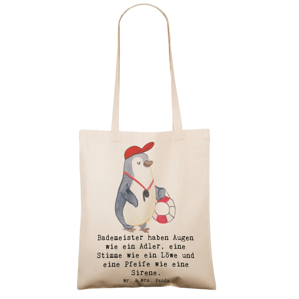Tote bag Bademeister haben Augen wie ein Adler, eine Stimme wie ein Löwe und eine Pfeife wie eine Sirene. Tragetasche, Jutebeutel, Einkaufstüte, Badetasche, Umhängetasche, Laptoptasche, Beuteltasche, Shopper, Einkaufstasche, Schultertasche, Stoffbeutel, Stofftasche, Strandtasche, Tasche, Beutel, Jutetasche, Beruf, Ausbildung, Jubiläum, Abschied, Rente, Kollege, Kollegin, Geschenk, Schenken, Arbeitskollege, Mitarbeiter, Firma, Danke, Dankeschön