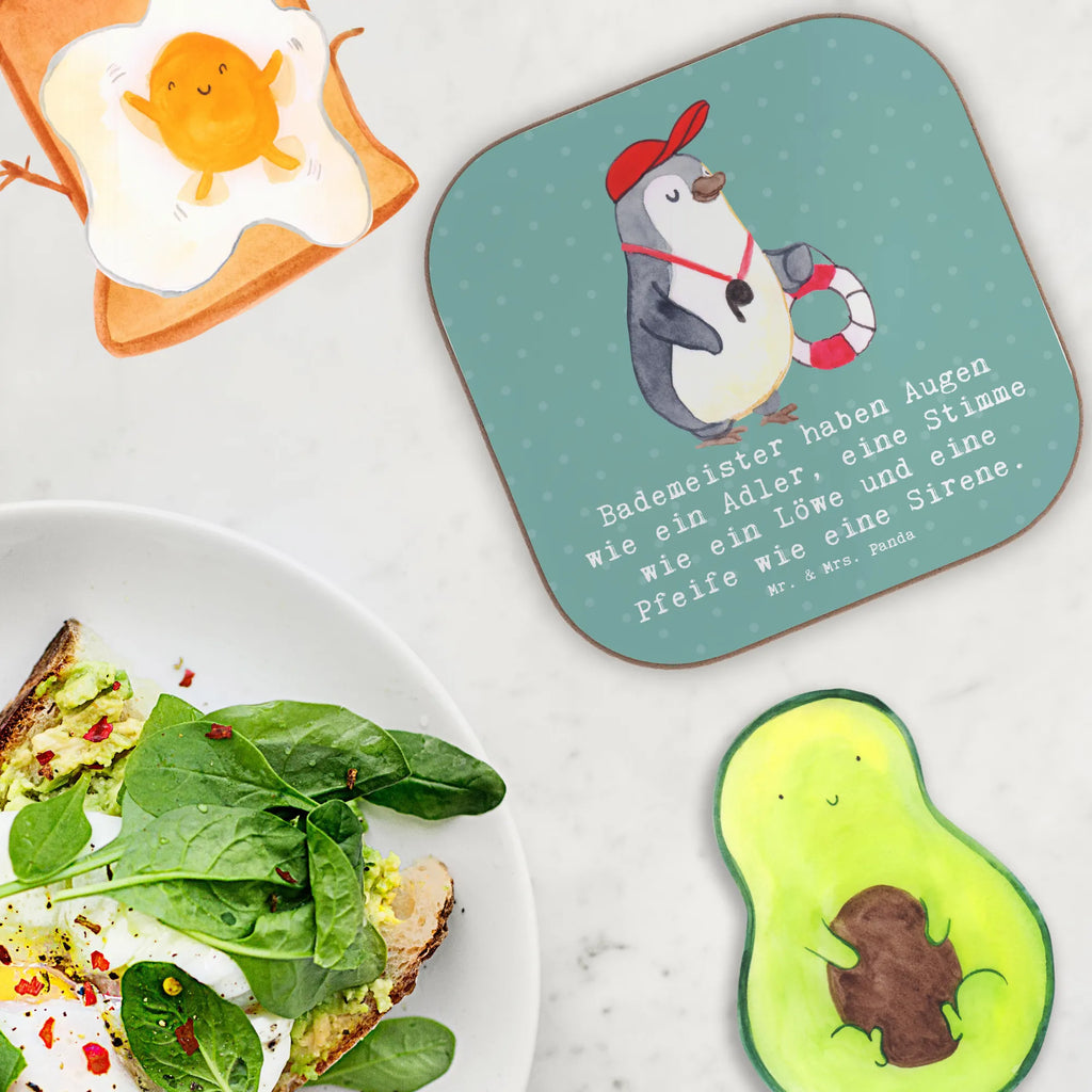 Square coaster Bademeister haben Augen wie ein Adler, eine Stimme wie ein Löwe und eine Pfeife wie eine Sirene. Holzuntersetzer, Bierdeckel, Untersetzer, Glasuntersetzer, Untersetzer Gläser, Tassen Untersetzer, Untersetzer für Gläser, Getränkeuntersetzer, Korkuntersetzer, Untersetzer Design, Untersetzer aus Holz, Untersetzer Holz, Beruf, Ausbildung, Jubiläum, Abschied, Rente, Kollege, Kollegin, Geschenk, Schenken, Arbeitskollege, Mitarbeiter, Firma, Danke, Dankeschön