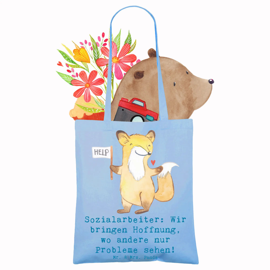 Tote bag Sozialarbeiter: Wir bringen Hoffnung, wo andere nur Probleme sehen! Stofftasche, Schultertasche, Shopper, Badetasche, Beutel, Laptoptasche, Tasche, Jutebeutel, Beuteltasche, Einkaufstasche, Stoffbeutel, Strandtasche, Jutetasche, Umhängetasche, Tragetasche, Einkaufstüte, Beruf, Ausbildung, Jubiläum, Abschied, Rente, Kollege, Kollegin, Geschenk, Schenken, Arbeitskollege, Mitarbeiter, Firma, Danke, Dankeschön
