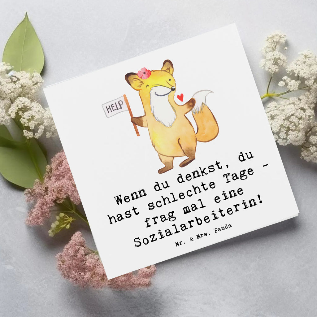Deluxe Card Wenn du denkst, du hast schlechte Tage - frag mal eine Sozialarbeiterin! Glückwunschkarte, Karte, Geburtstagskarte, Grußkarte, Einladungskarte, Hochzeitskarte, Hochwertige Grußkarte, Hochwertige Klappkarte, Klappkarte, Beruf, Ausbildung, Jubiläum, Abschied, Rente, Kollege, Kollegin, Geschenk, Schenken, Arbeitskollege, Mitarbeiter, Firma, Danke, Dankeschön