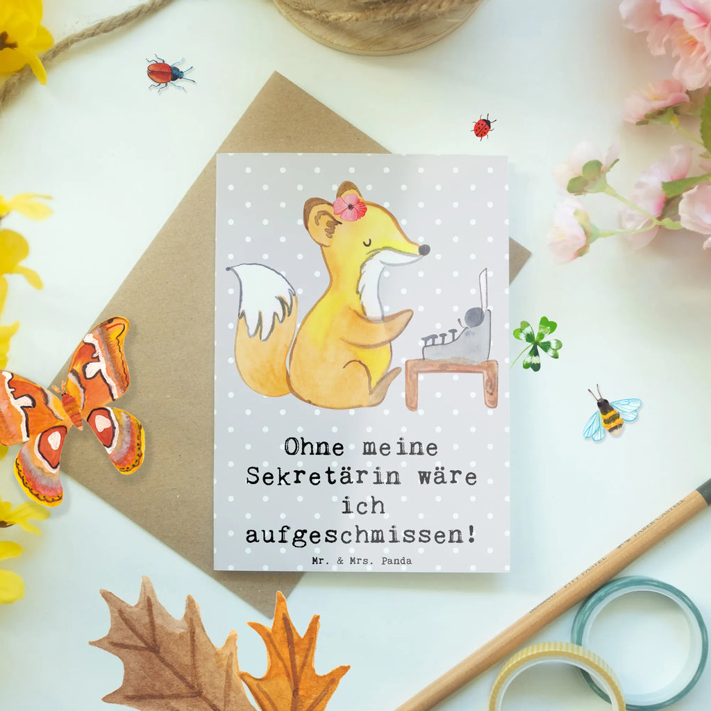 Grußkarte Ohne meine Sekretärin wäre ich aufgeschmissen! Glückwunschkarte, Karte, Ansichtskarten, Klappkarte, Geburtstagskarte, Grußkarte, Hochzeitskarte, Einladungskarte, Beruf, Ausbildung, Jubiläum, Abschied, Rente, Kollege, Kollegin, Geschenk, Schenken, Arbeitskollege, Mitarbeiter, Firma, Danke, Dankeschön