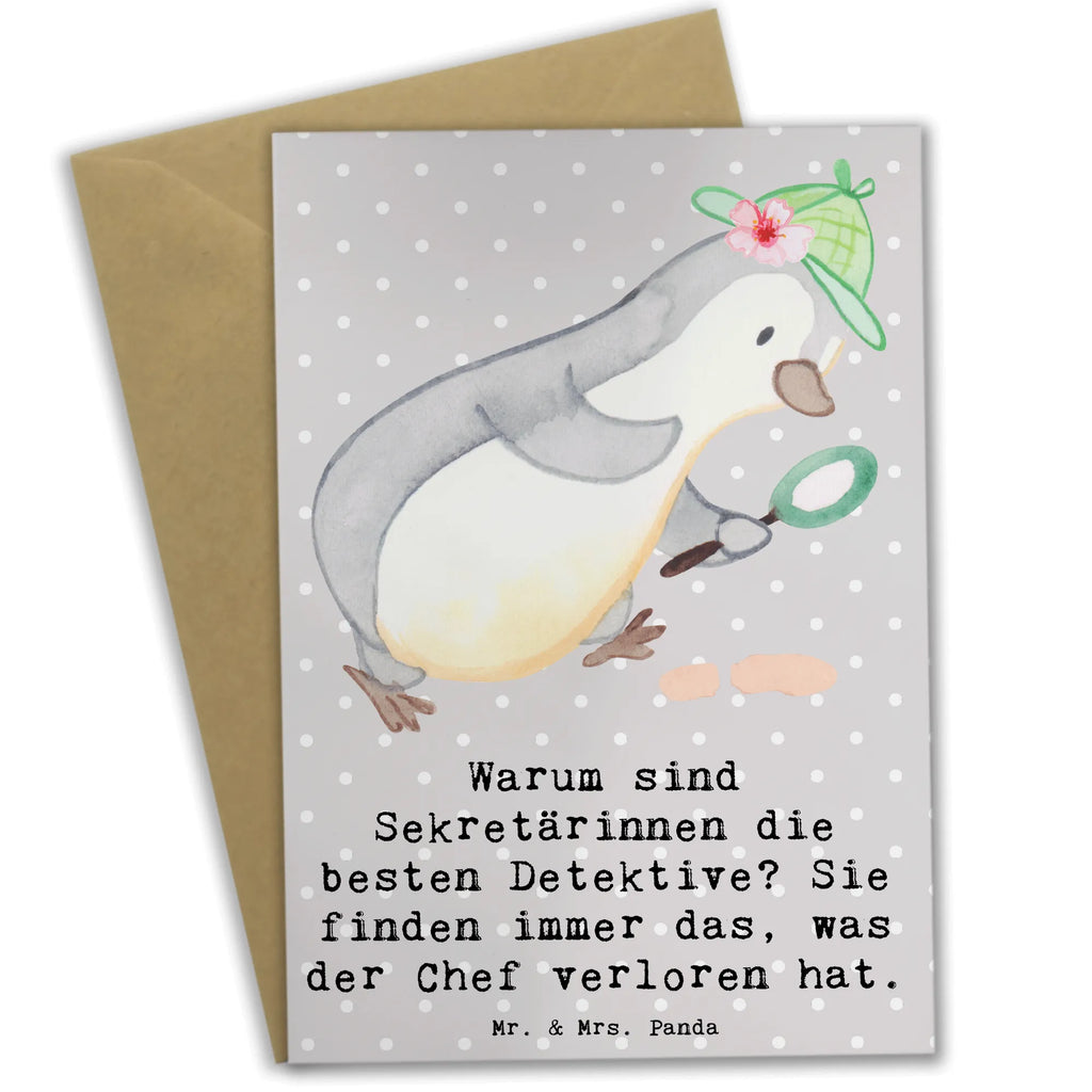 Greetings card Warum sind Sekretärinnen die besten Detektive? Sie finden immer das, was der Chef verloren hat. Karte, Geburtstagskarte, Hochzeitskarte, Einladungskarte, Grußkarte, Glückwunschkarte, Klappkarte, Ansichtskarten, Beruf, Ausbildung, Jubiläum, Abschied, Rente, Kollege, Kollegin, Geschenk, Schenken, Arbeitskollege, Mitarbeiter, Firma, Danke, Dankeschön