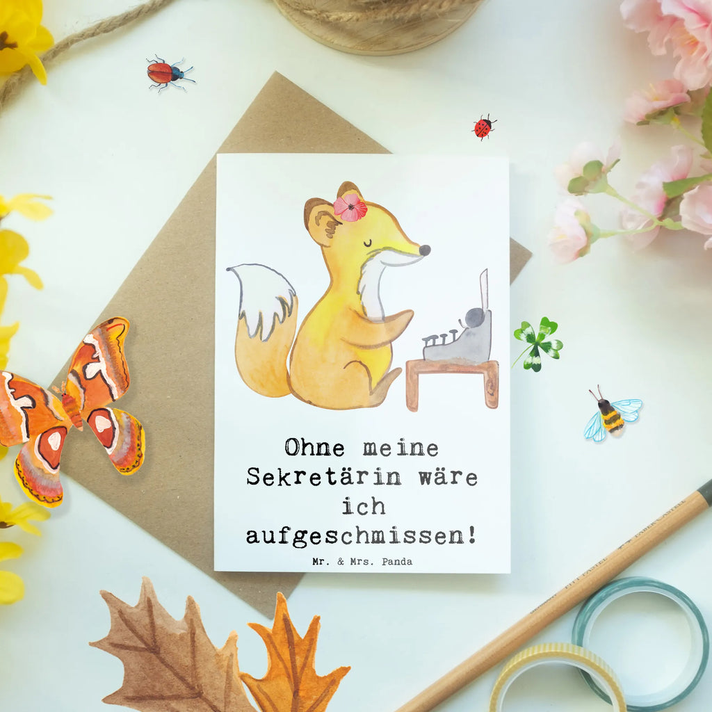 Grußkarte Ohne meine Sekretärin wäre ich aufgeschmissen! Glückwunschkarte, Karte, Ansichtskarten, Klappkarte, Geburtstagskarte, Grußkarte, Hochzeitskarte, Einladungskarte, Beruf, Ausbildung, Jubiläum, Abschied, Rente, Kollege, Kollegin, Geschenk, Schenken, Arbeitskollege, Mitarbeiter, Firma, Danke, Dankeschön