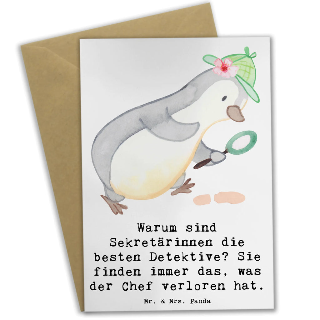 Greetings card Warum sind Sekretärinnen die besten Detektive? Sie finden immer das, was der Chef verloren hat. Karte, Geburtstagskarte, Hochzeitskarte, Einladungskarte, Grußkarte, Glückwunschkarte, Klappkarte, Ansichtskarten, Beruf, Ausbildung, Jubiläum, Abschied, Rente, Kollege, Kollegin, Geschenk, Schenken, Arbeitskollege, Mitarbeiter, Firma, Danke, Dankeschön