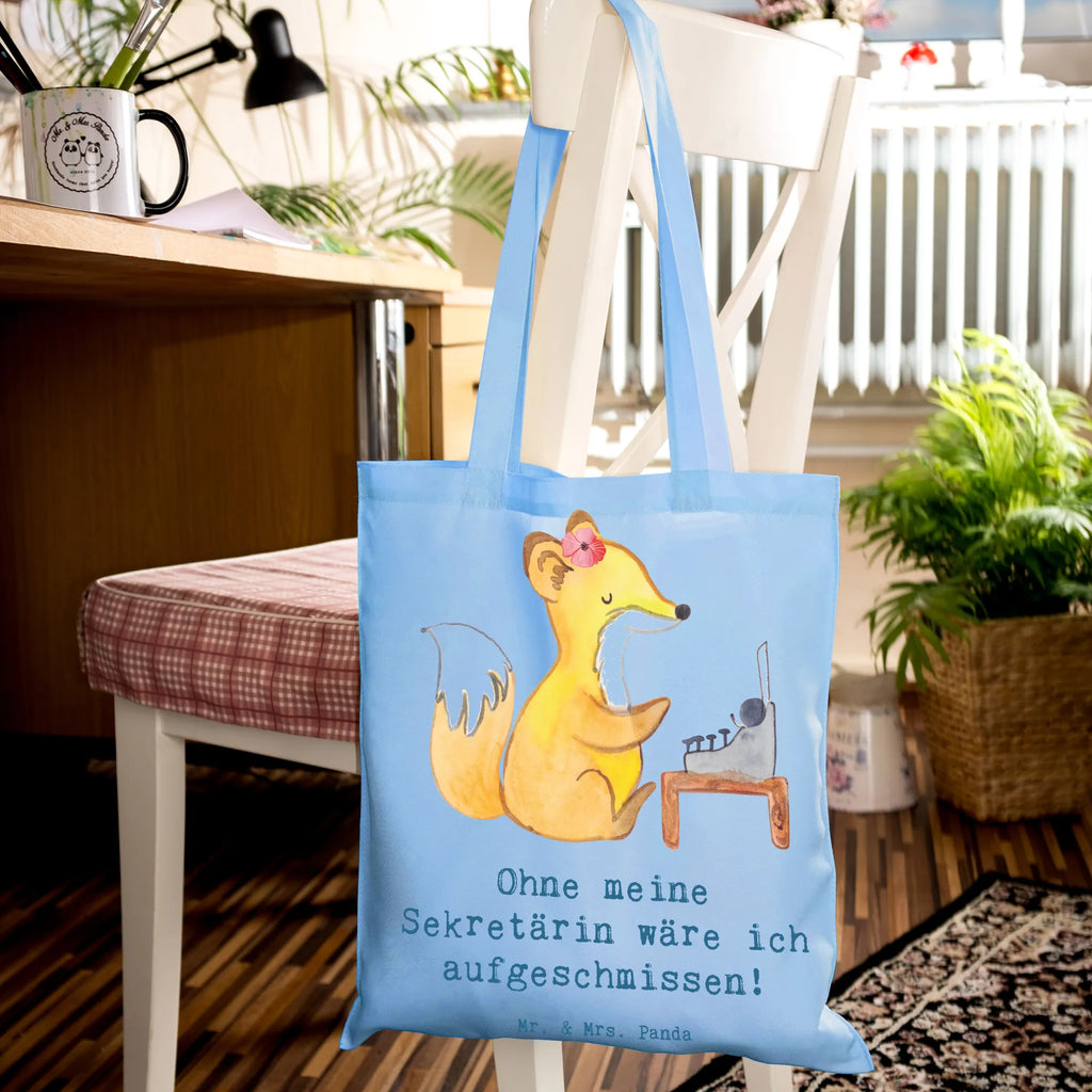 Tote bag Ohne meine Sekretärin wäre ich aufgeschmissen! Laptoptasche, Beuteltasche, Badetasche, Stofftasche, Tasche, Tragetasche, Strandtasche, Umhängetasche, Einkaufstüte, Einkaufstasche, Jutetasche, Shopper, Schultertasche, Stoffbeutel, Jutebeutel, Beutel, Beruf, Ausbildung, Jubiläum, Abschied, Rente, Kollege, Kollegin, Geschenk, Schenken, Arbeitskollege, Mitarbeiter, Firma, Danke, Dankeschön